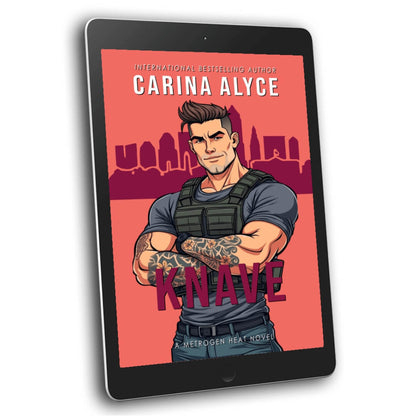 Digital book cover of 'Knave' by Carina Alyce on a tablet screen.