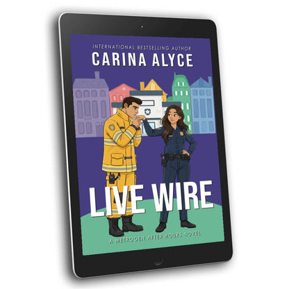 Ebook cover of 'Live Wire' by Carina Alyce on a tablet screen