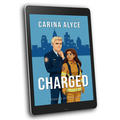 Ebook cover of 'Charged' by Carina Alyce on a tablet screen
