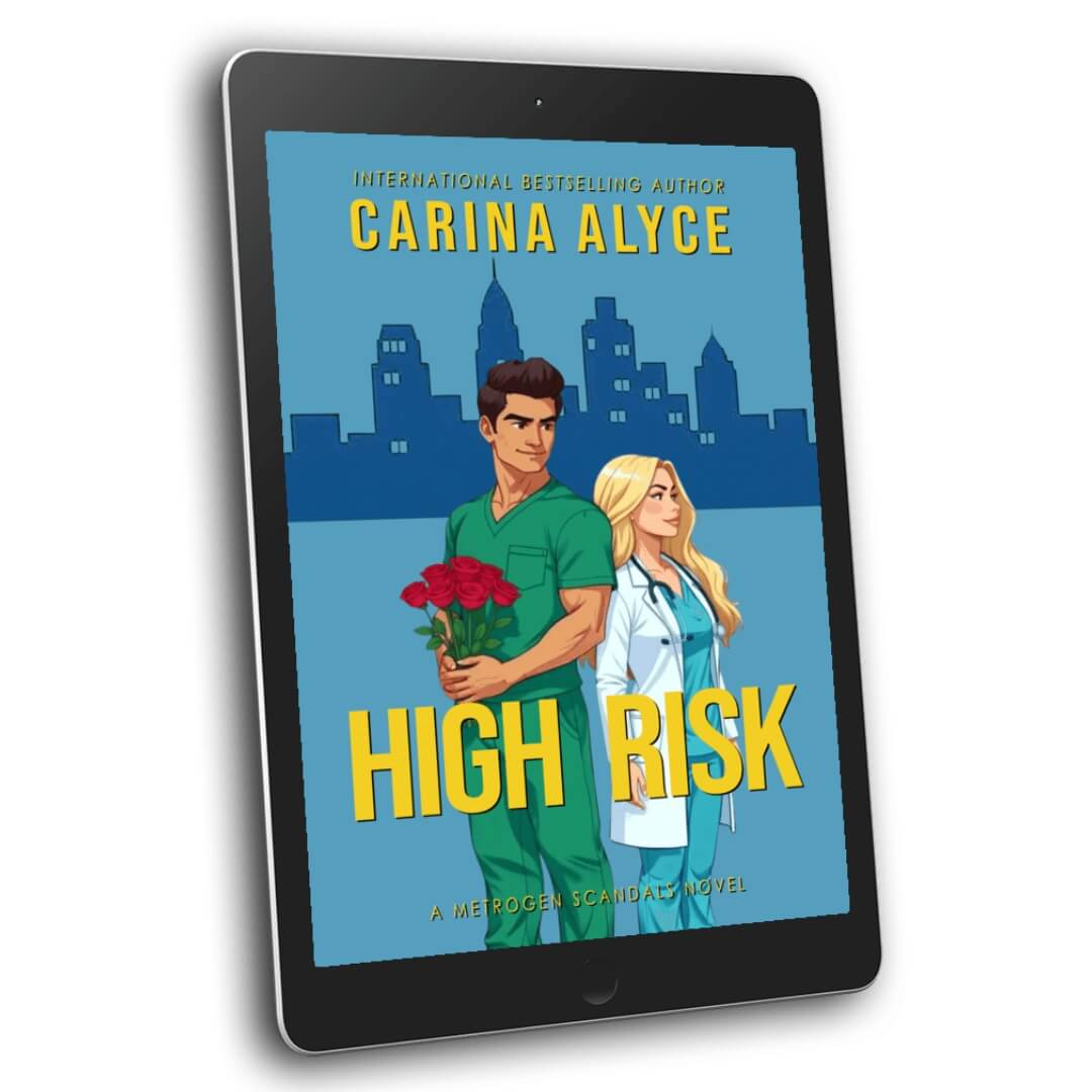 Ebook cover of 'High Risk' by Carina Alyce on a tablet screen