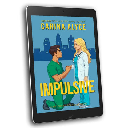 Digital book cover of 'Impulsive' by Carina Alyce on a tablet screen