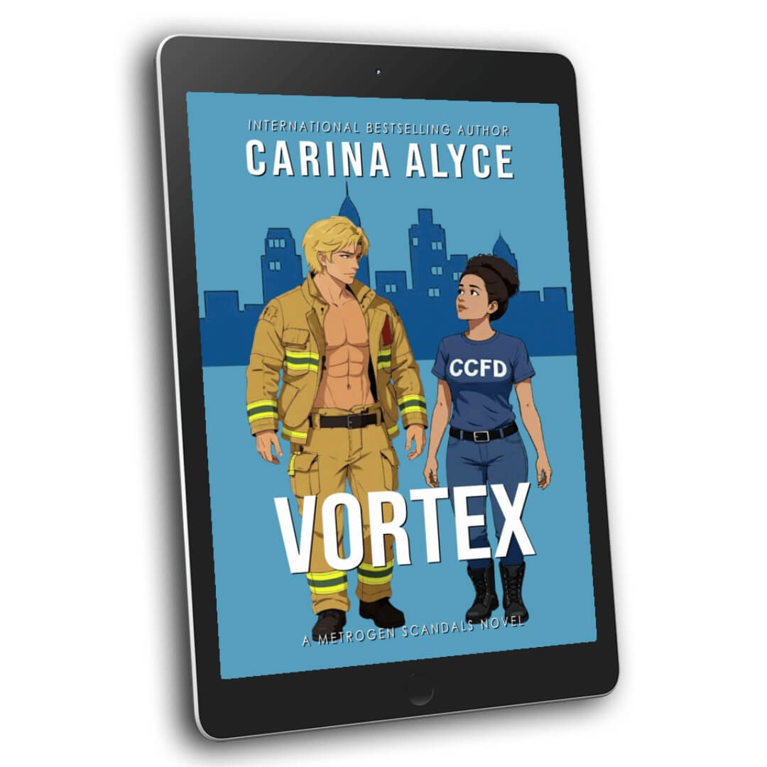 Ebook cover of 'Vortex' by Carina Alyce on a tablet screen