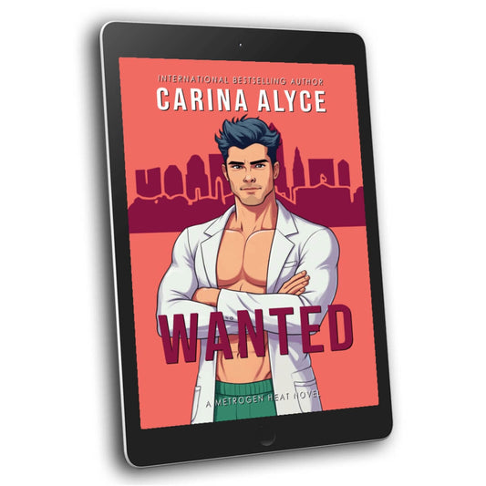 Digital book cover of 'Wanted' by Carina Alyce displayed on a tablet.